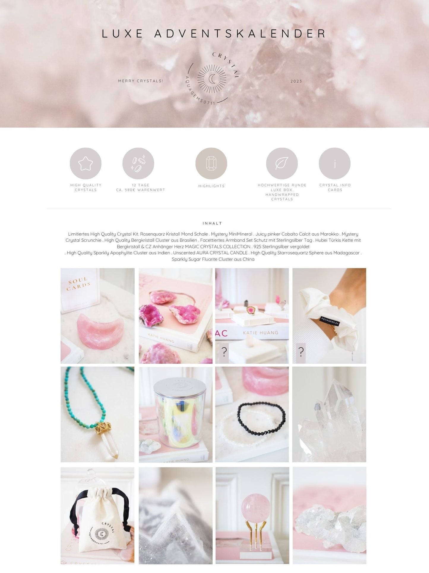 LIMITED LUXE CRYSTALS! Edelstein . Kristall Adventskalender 2023