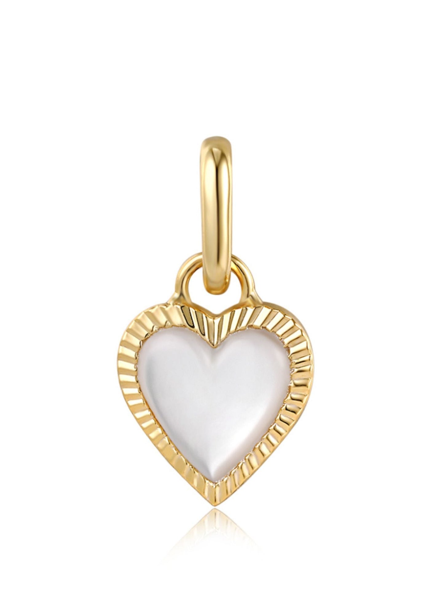 Perlmutt Herz Anhänger . 925 Sterlingsilber vergoldet & Perlmutt