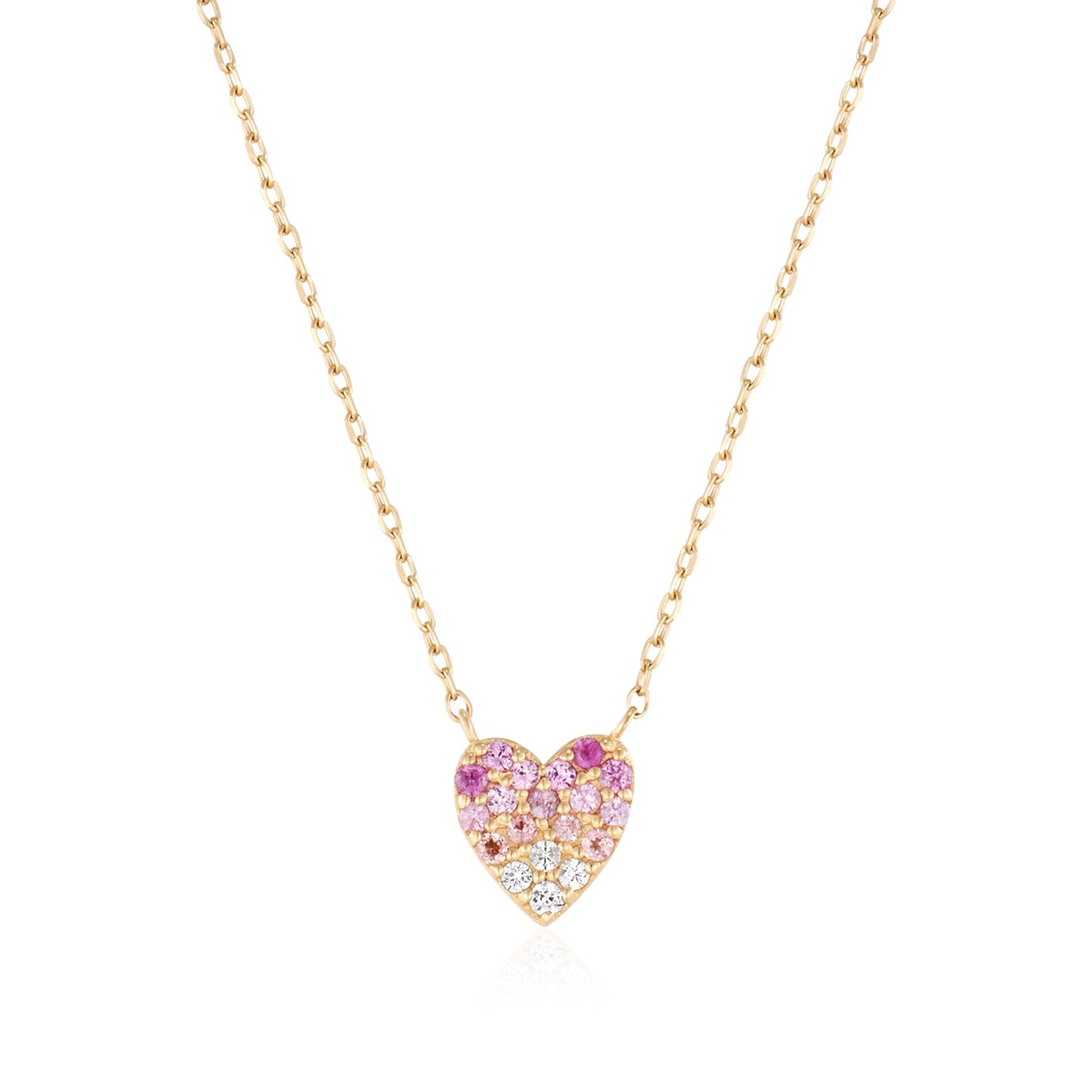 Herz Kette mit Pinken Saphir & Turmalin aus 585 Gold