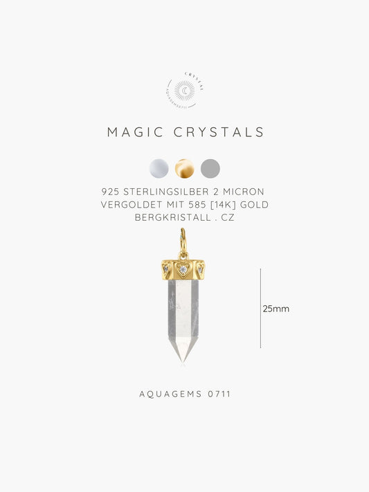 Bergkristall mit CZ Anhänger Herz MAGIC CRYSTALS COLLECTION . 925 Sterlingsilber vergoldet