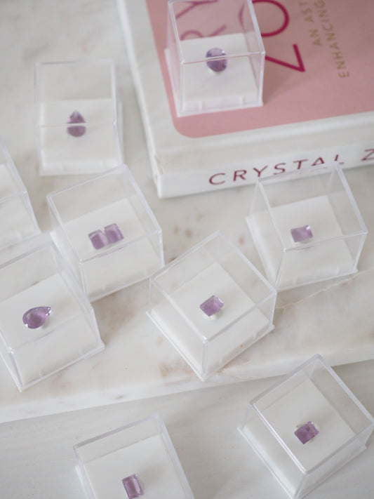 Amethyst Faccettiert . MINI MINERALS IN BOX 3x3cm - geschliffen in Indien