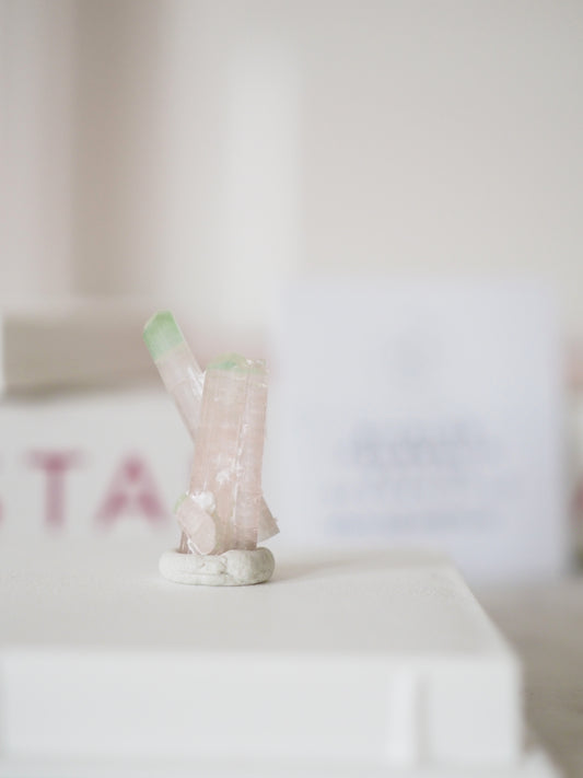 Bi Color Turmalin Rosa & Blau . MINI MINERALS IN BOX 4x4cm - aus Paprok Afghanistan