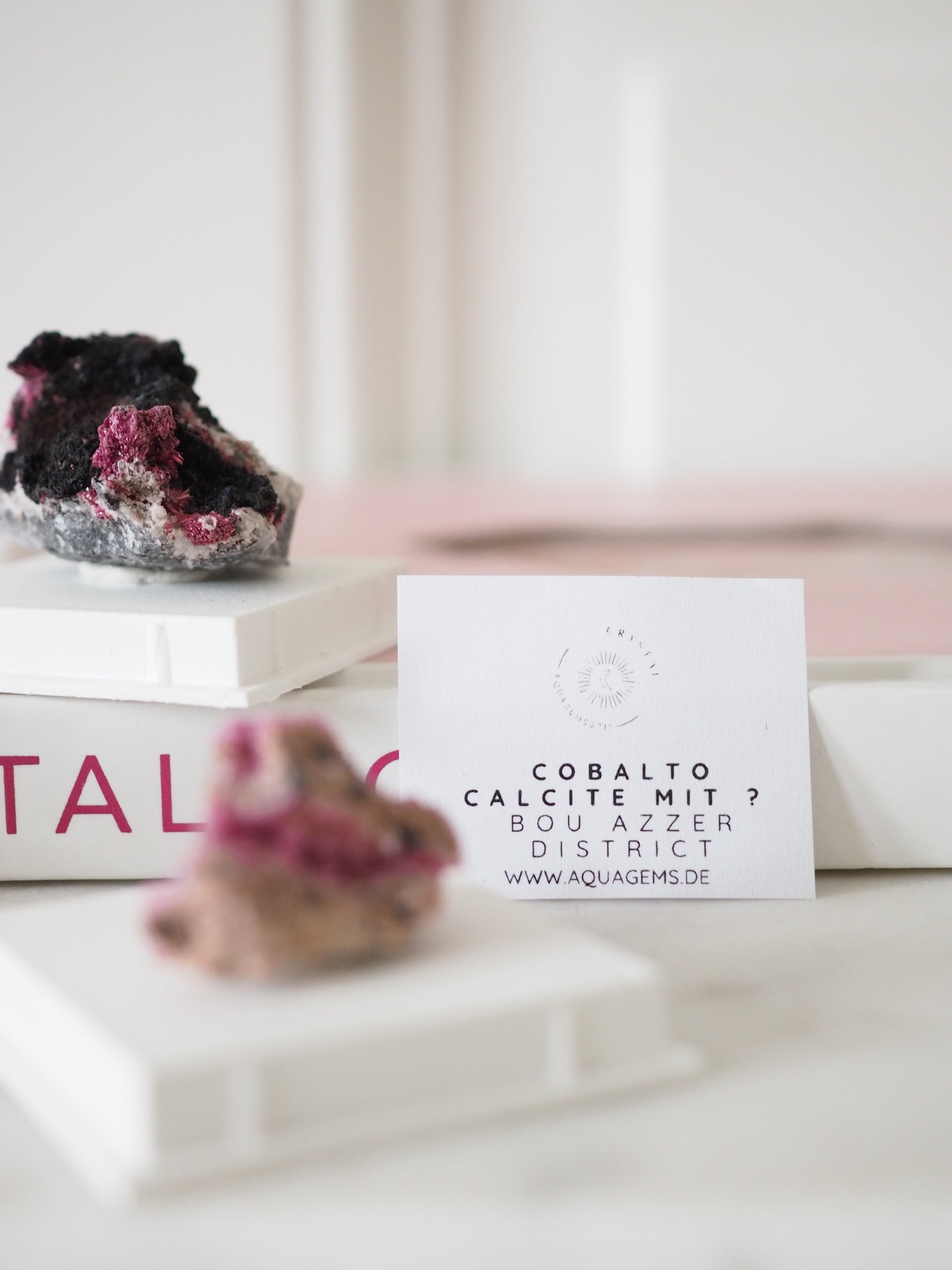 Cobalto Calcit MINI MINERALS IN BOX 4x4cm - aus Bou Azzer Disctrict Marokko