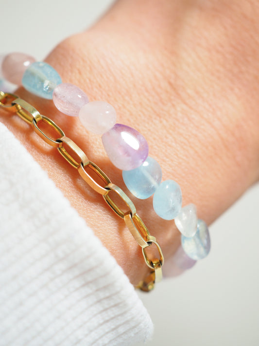 Mini Tumble Aquamarin. Rosenquarz. Amethyst . Armband ca. 6-8mm