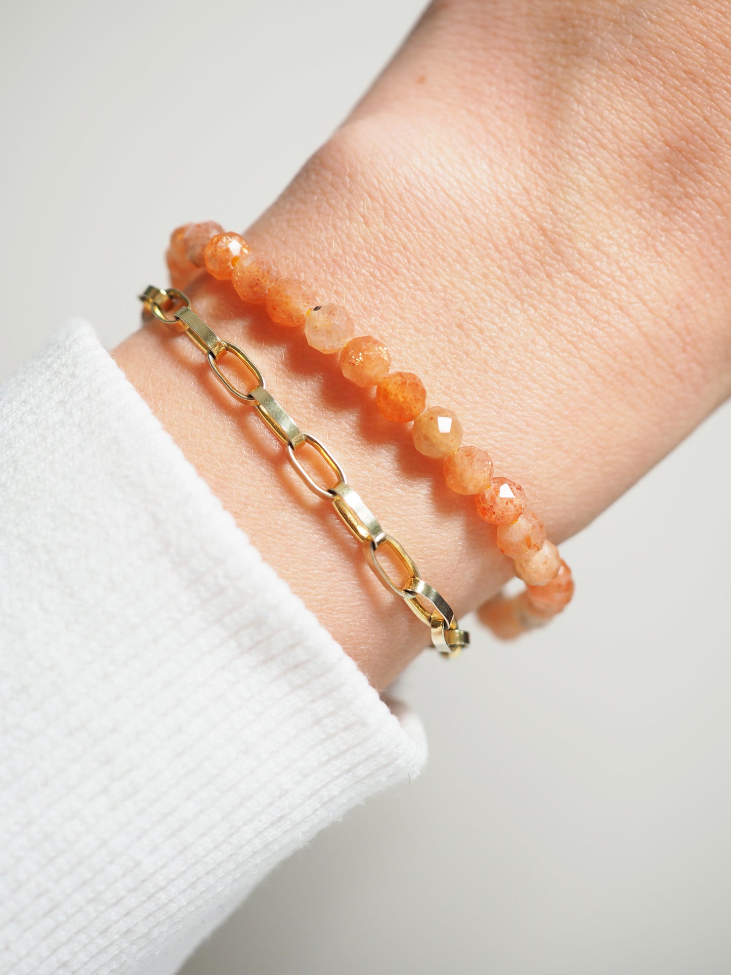 Facettiertes Sonnenstein Armband . Sunstone Bracelet 4mm - High Quality