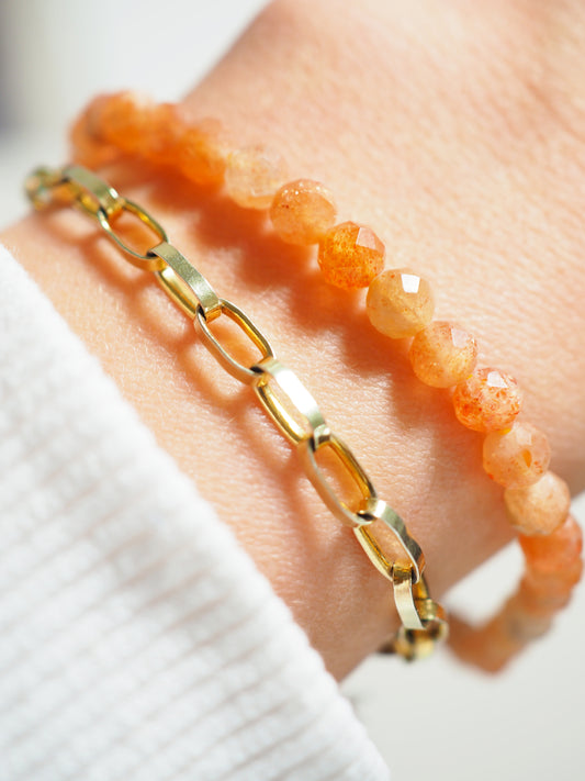 Facettiertes Sonnenstein Armband . Sunstone Bracelet 4mm - High Quality