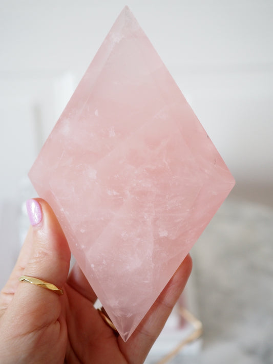 Deep Pink Rosenquarz Diamant auf Halter ca. xx cm - aus Mozambique HIGH QUALITY