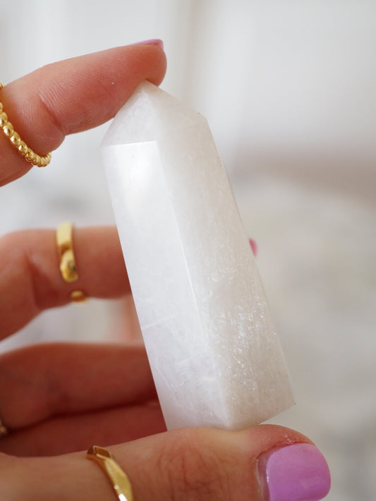 Weiße Mondstein Spitze . White Moonstone Point M ca. 7+ cm - aus Tansania HIGH QUALITY RARE