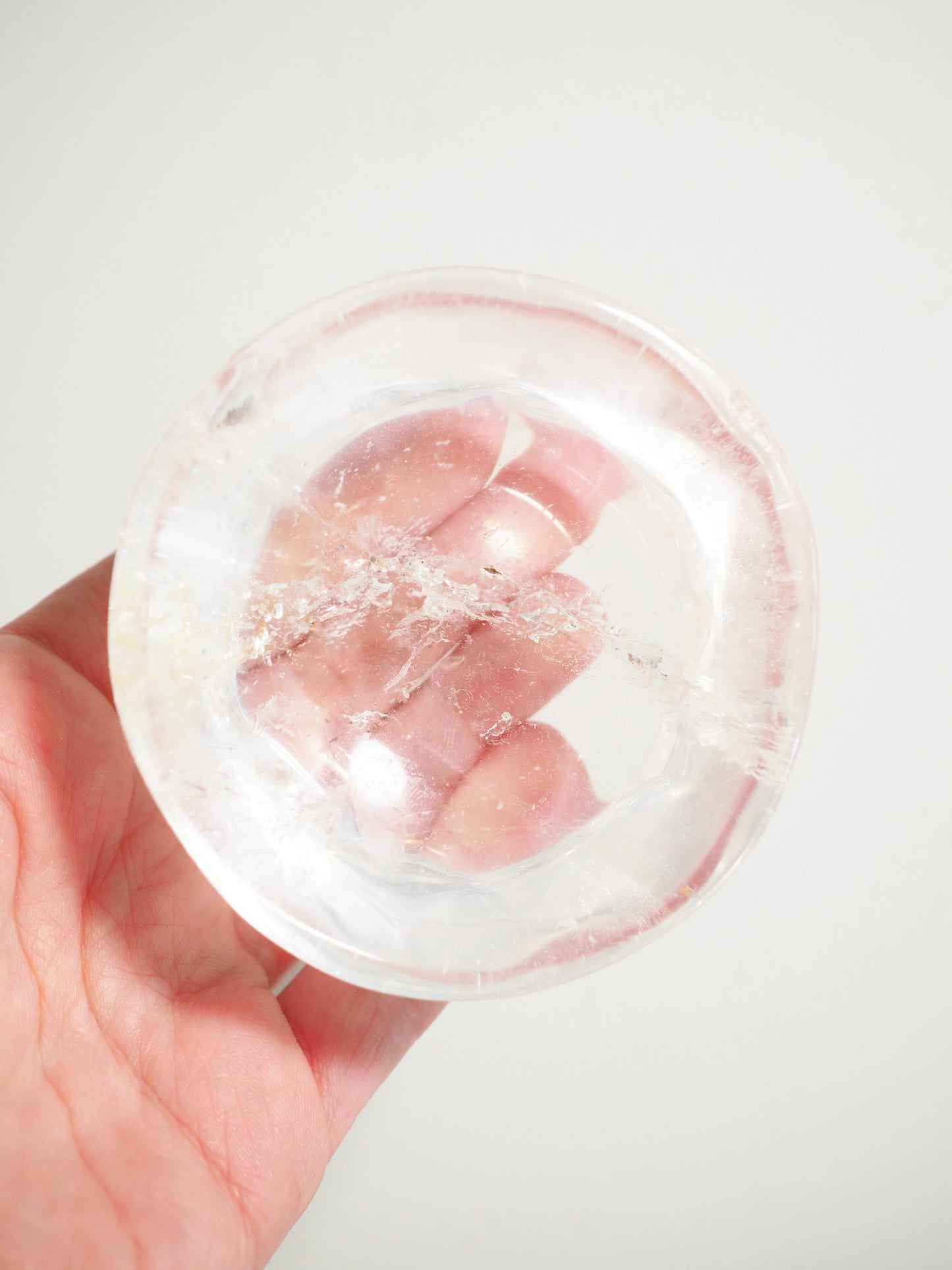 Bergkristall Runde Edelstein. Kristall Schale Schmuckschale . Clearquartz Round Bowl ca. 7cm 290g - Handcarved HIGH QUALITY