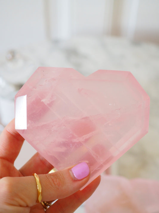 Rosenquarz Herz MIT Halter ca 10 cm - aus Mozambique HIGH QUALITY
