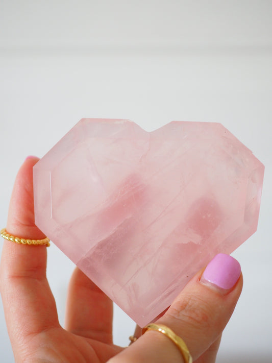 Rosenquarz Herz MIT Halter ca 8.5 cm - aus Mozambique HIGH QUALITY