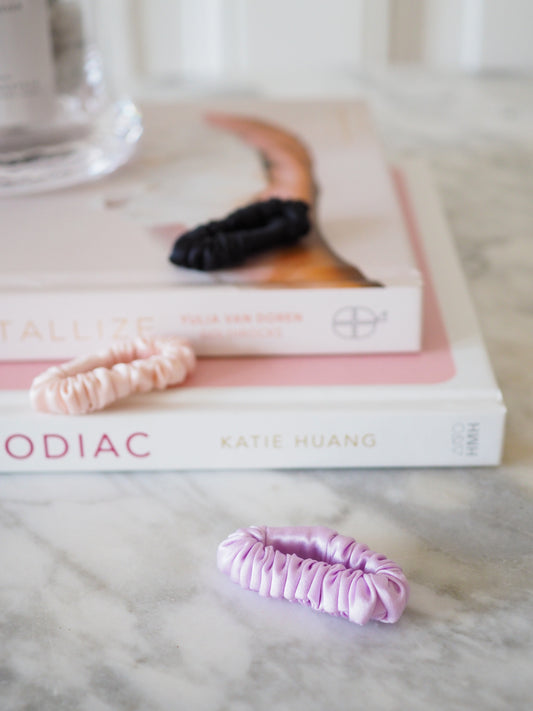 Mini Scrunchie Maulbeerseiden Haargummi - Schwarz. Rosa. Lilac