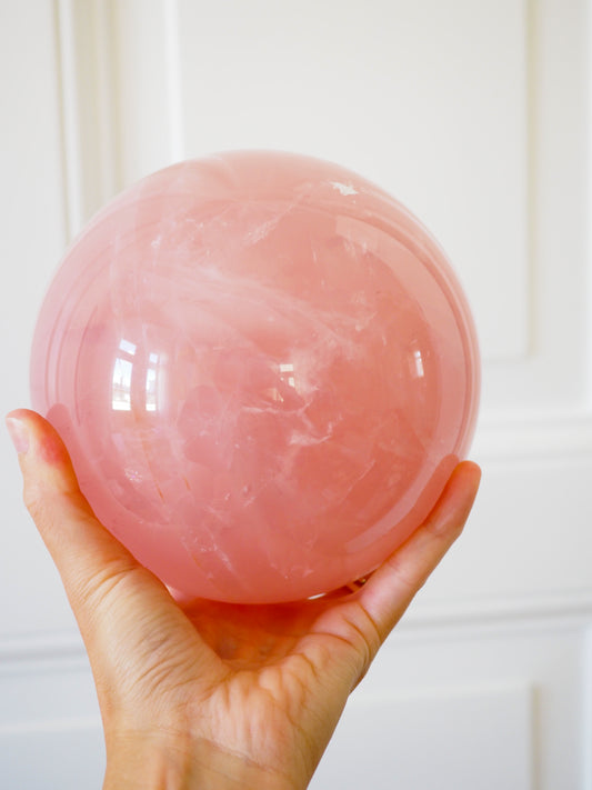 Deep Gemmy Star Rosenquarz Kugel mit Feenstaub ca. 16cm 4.3Kg - aus Mozambique HIGH QUALITY