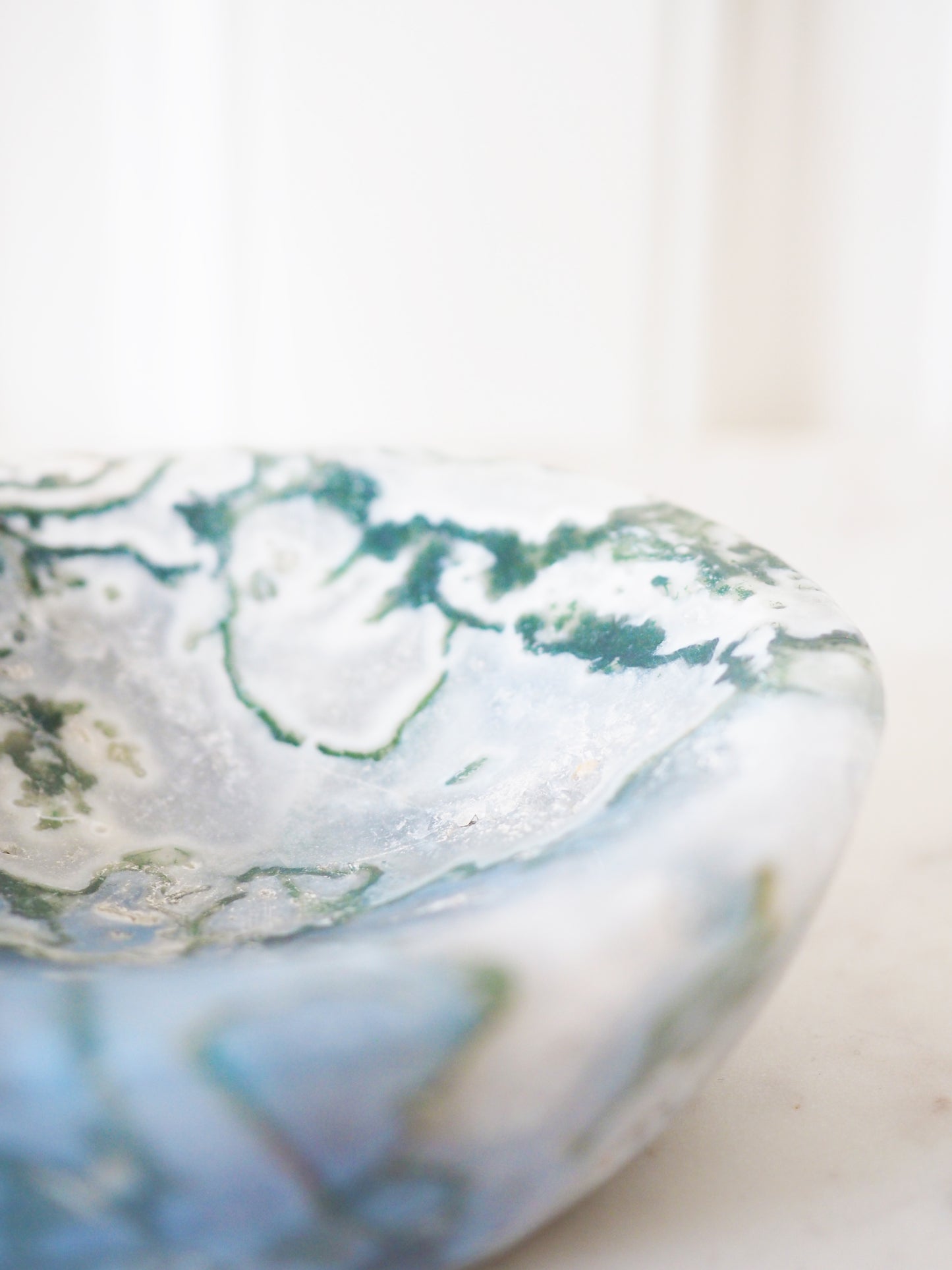 Moos - Baum Achat Schale mit Druzy / Moss. Tree Agate Bowl 600g (A) -aus China / Indien
