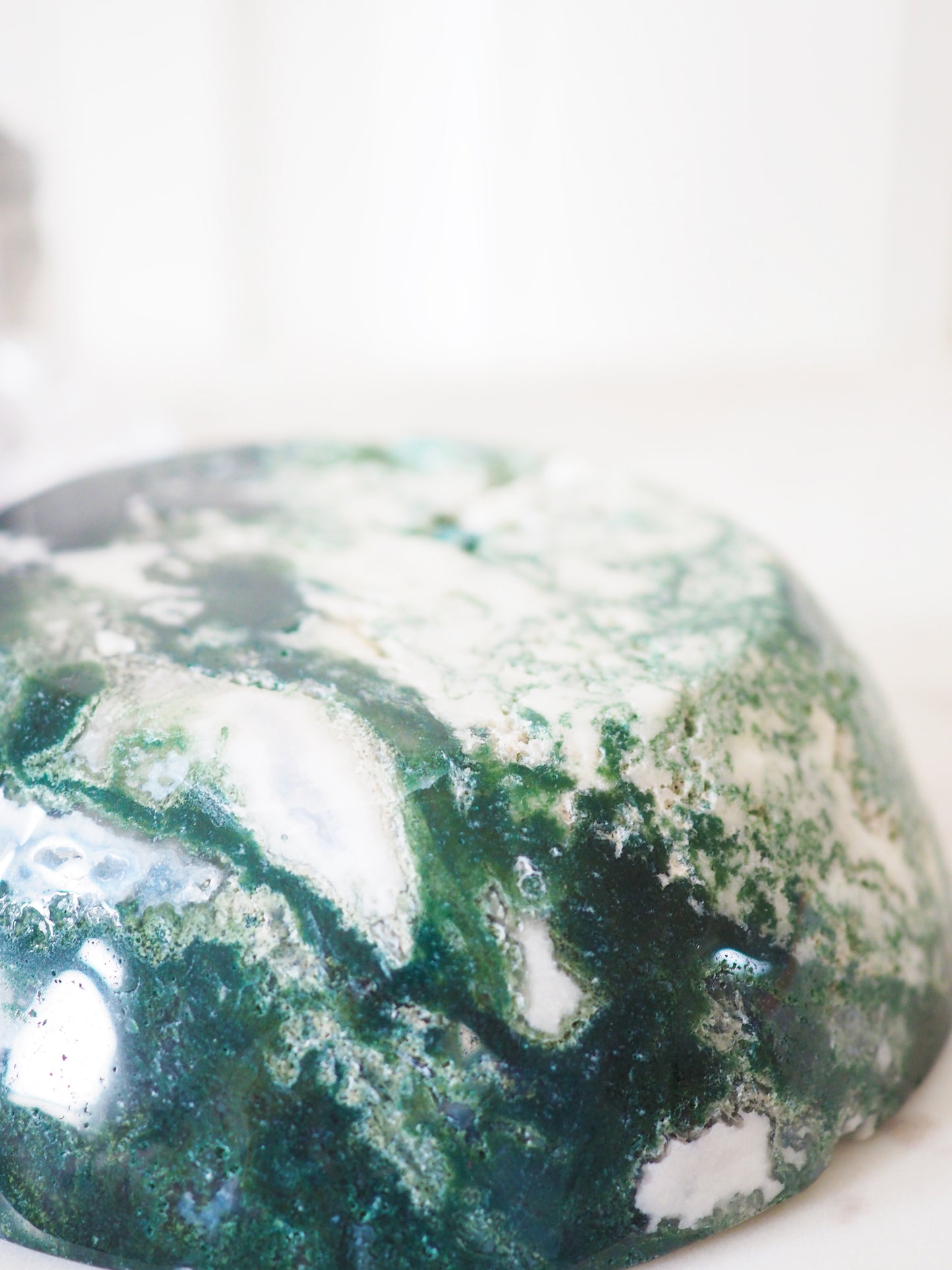 Moos - Baum Achat Schale mit Druzy / Moss. Tree Agate Bowl ca 600g (C) -aus China / Indien