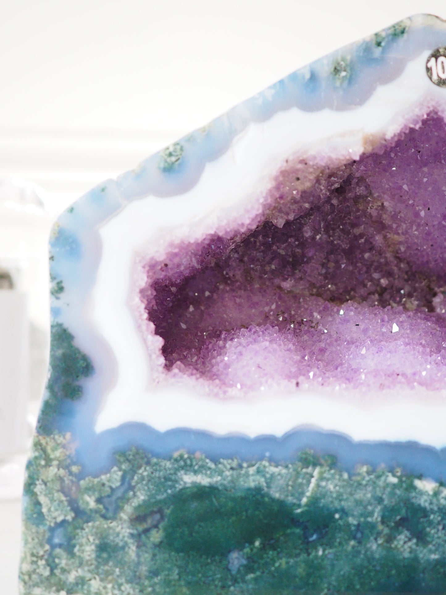 XL Amethyst Geode mit Moos Achat & Calcit 3,2 Kg / Kathedrale aus Brasilien - High Quality