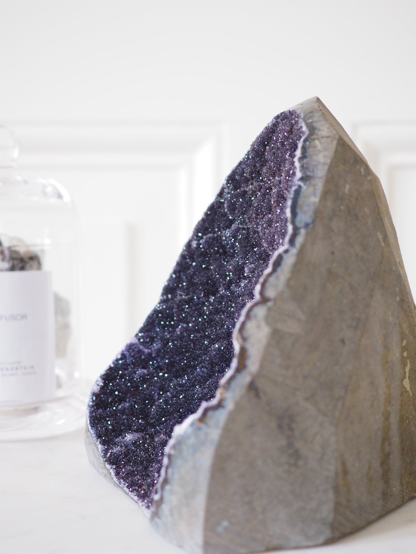Schwarzer Amethyst Cluster . Black Amethyst Cut Base ca 15cm 986g - aus Uruguay RARE