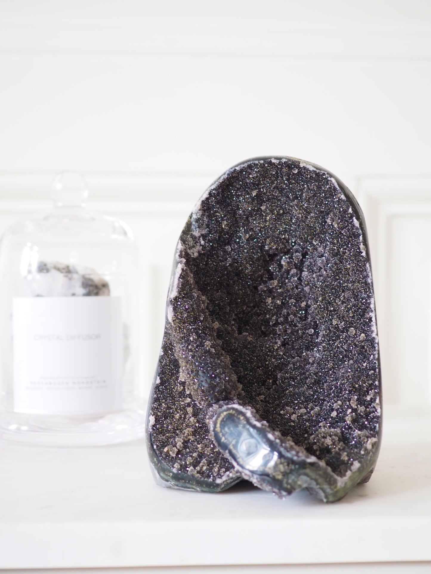 Schwarzer Amethyst Cluster . Black Amethyst Cut Base ca 14 cm 506g - aus Uruguay RARE