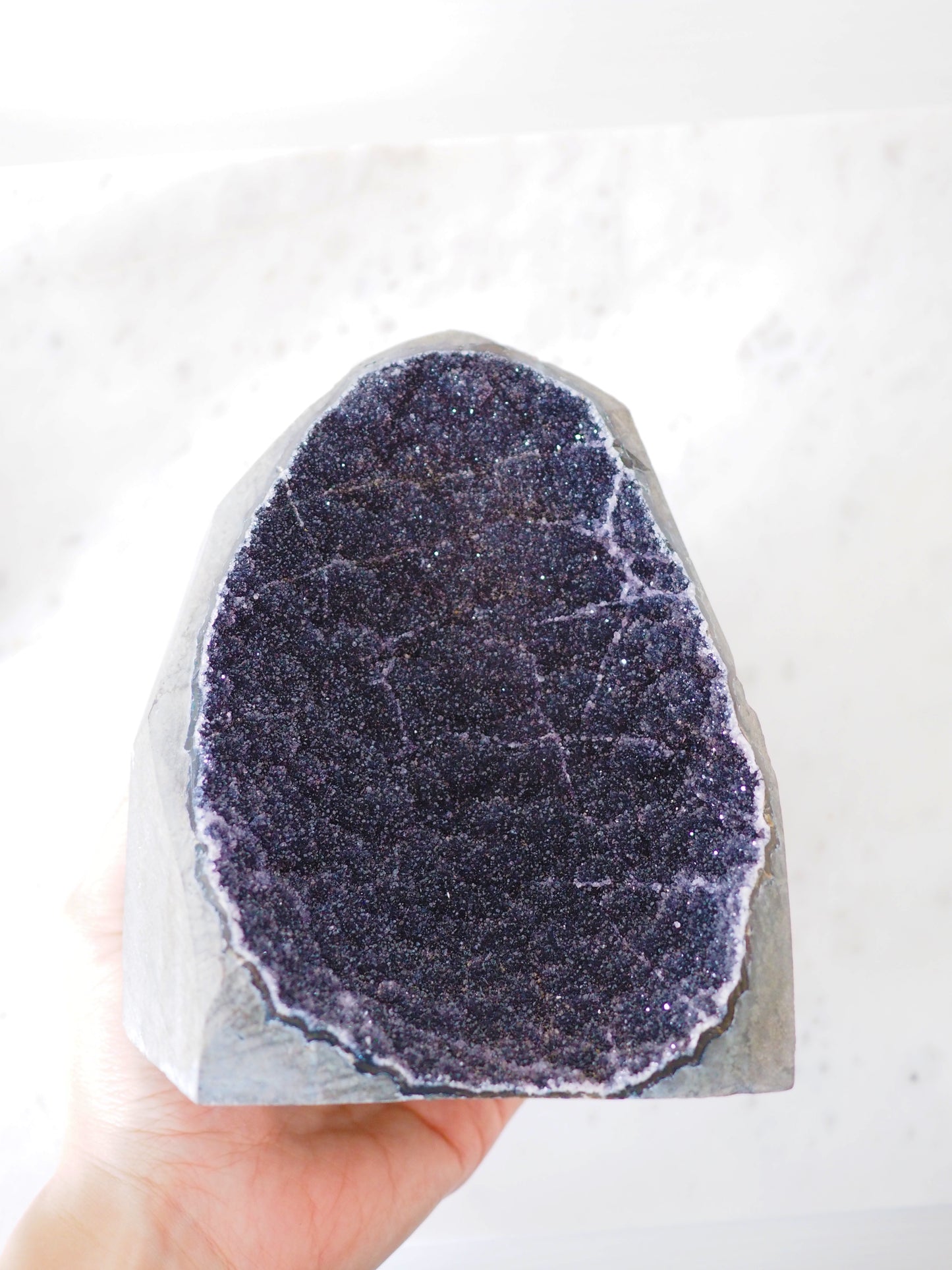 Schwarzer Amethyst Cluster . Black Amethyst Cut Base ca 15cm 986g - aus Uruguay RARE