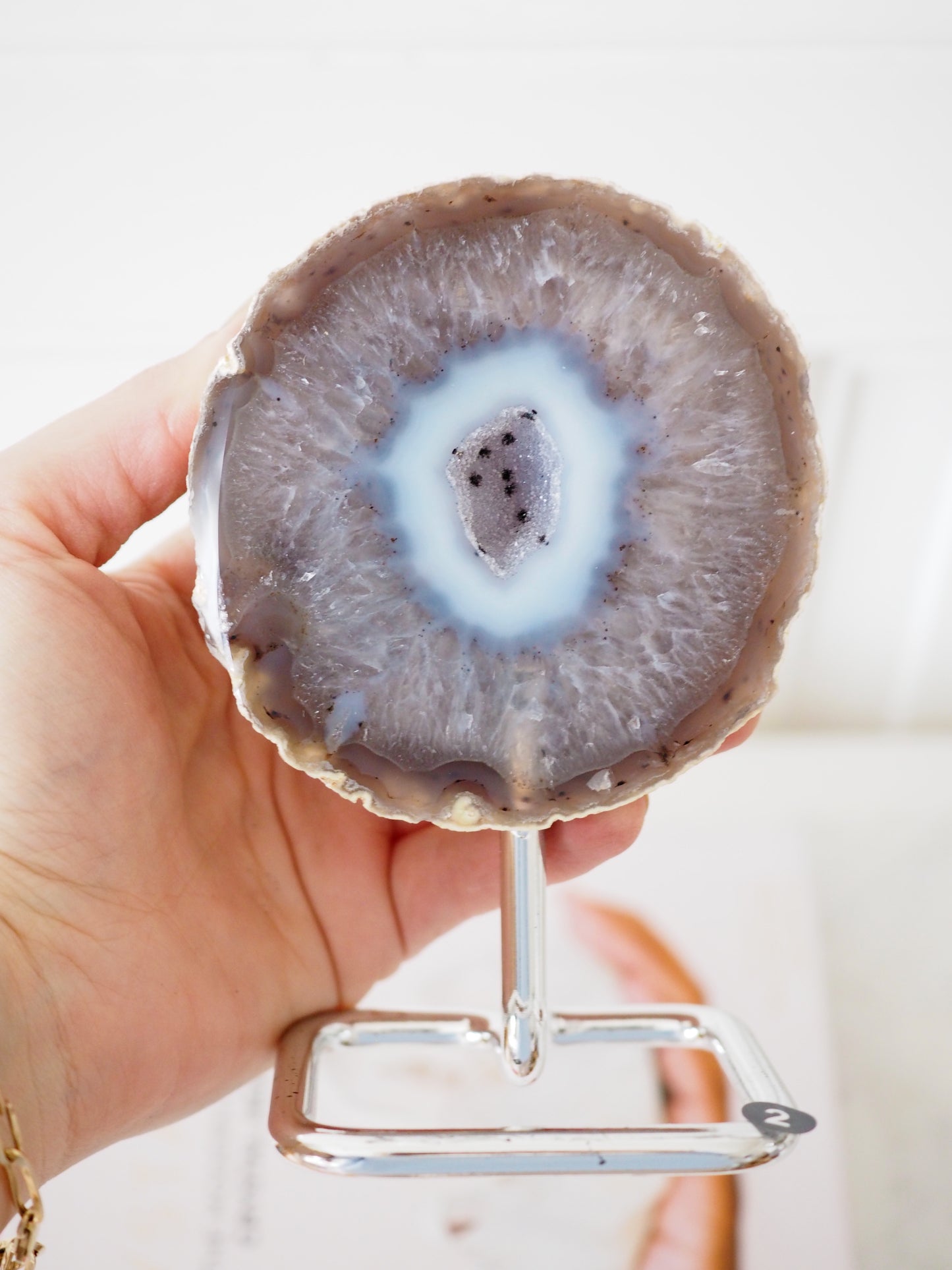 Druzy Achat Geode auf Ständer 2. Halter ca 11-15 cm - aus Brasilien HIGH QUALITY Handpoliert