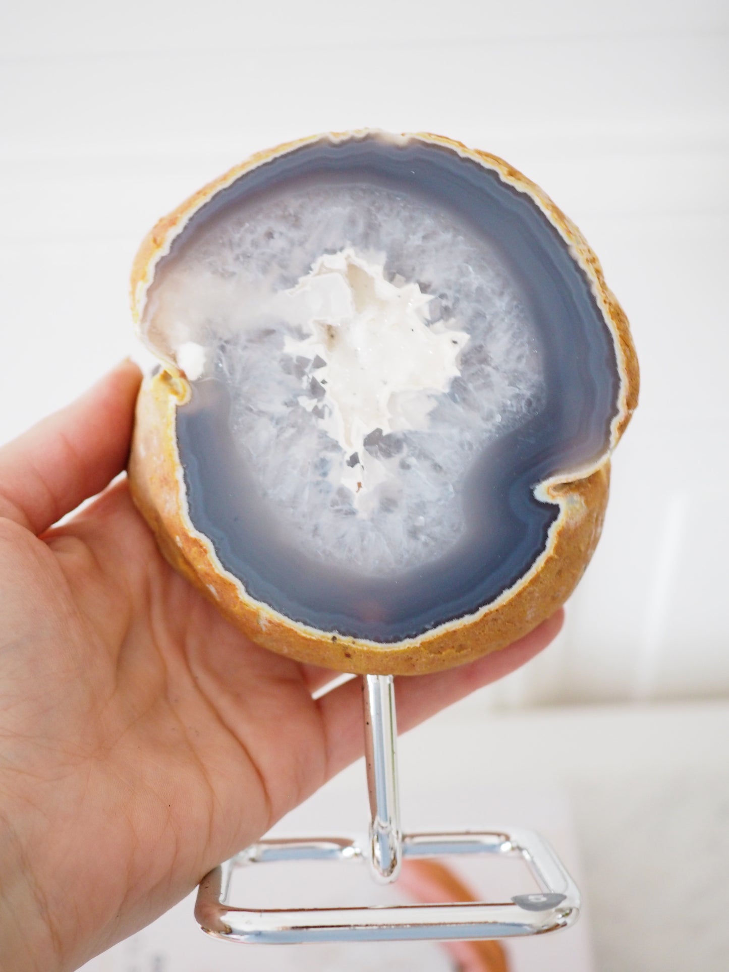 Druzy Achat Geode auf Ständer 5. Halter ca 11-15 cm - aus Brasilien HIGH QUALITY Handpoliert