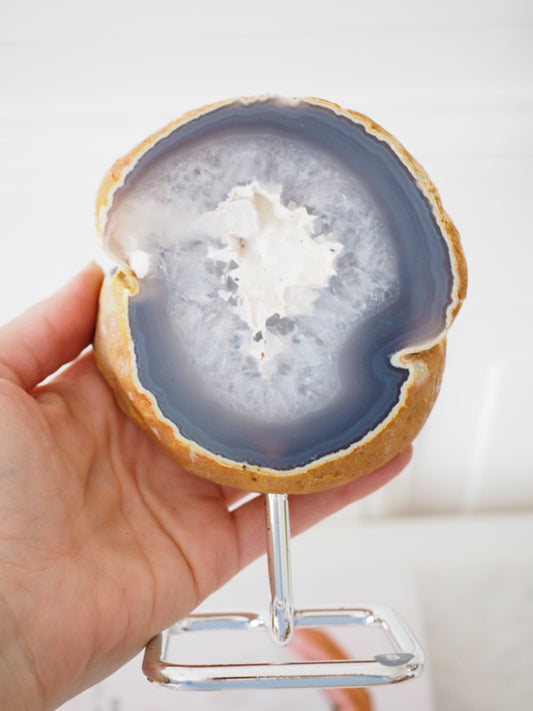 Druzy Achat Geode auf Ständer 5. Halter ca 11-15 cm - aus Brasilien HIGH QUALITY Handpoliert