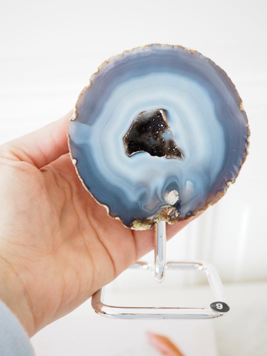 Druzy Achat Geode auf Ständer 9. Halter ca 11-15 cm - aus Brasilien HIGH QUALITY Handpoliert