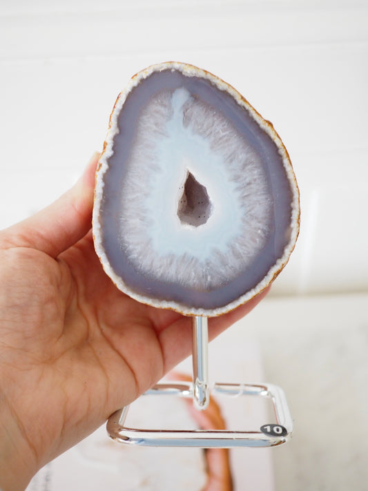 Druzy Achat Geode auf Ständer 10. Halter ca 11-15 cm - aus Brasilien HIGH QUALITY Handpoliert