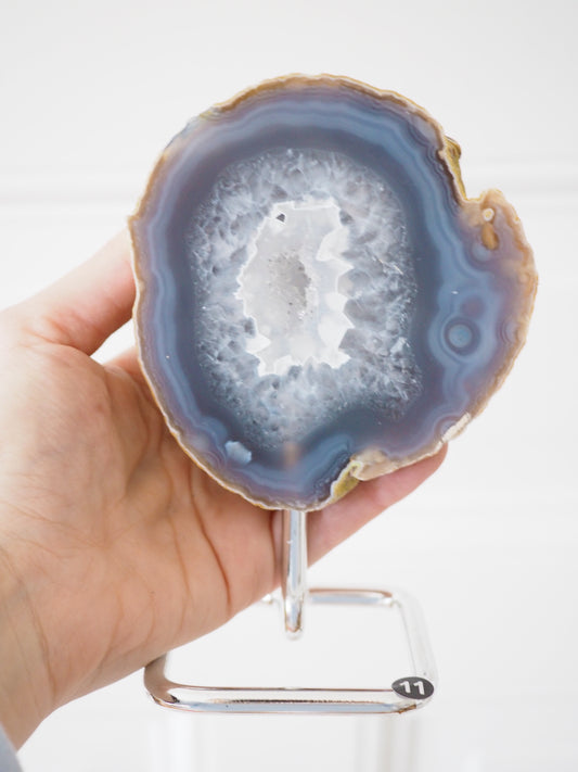 Druzy Achat Geode auf Ständer 11. Halter ca 11-15 cm - aus Brasilien HIGH QUALITY Handpoliert