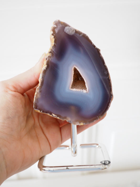 Druzy Achat Geode auf Ständer 13. Halter ca 11-15 cm - aus Brasilien HIGH QUALITY Handpoliert