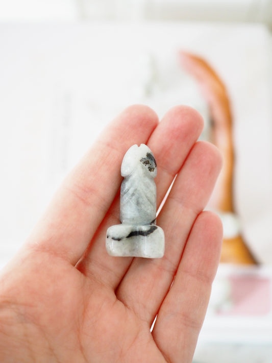 Regenbogen Mondstein . Weißer Labradorit Mini Phallus Pimmel xx cm -aus Indien