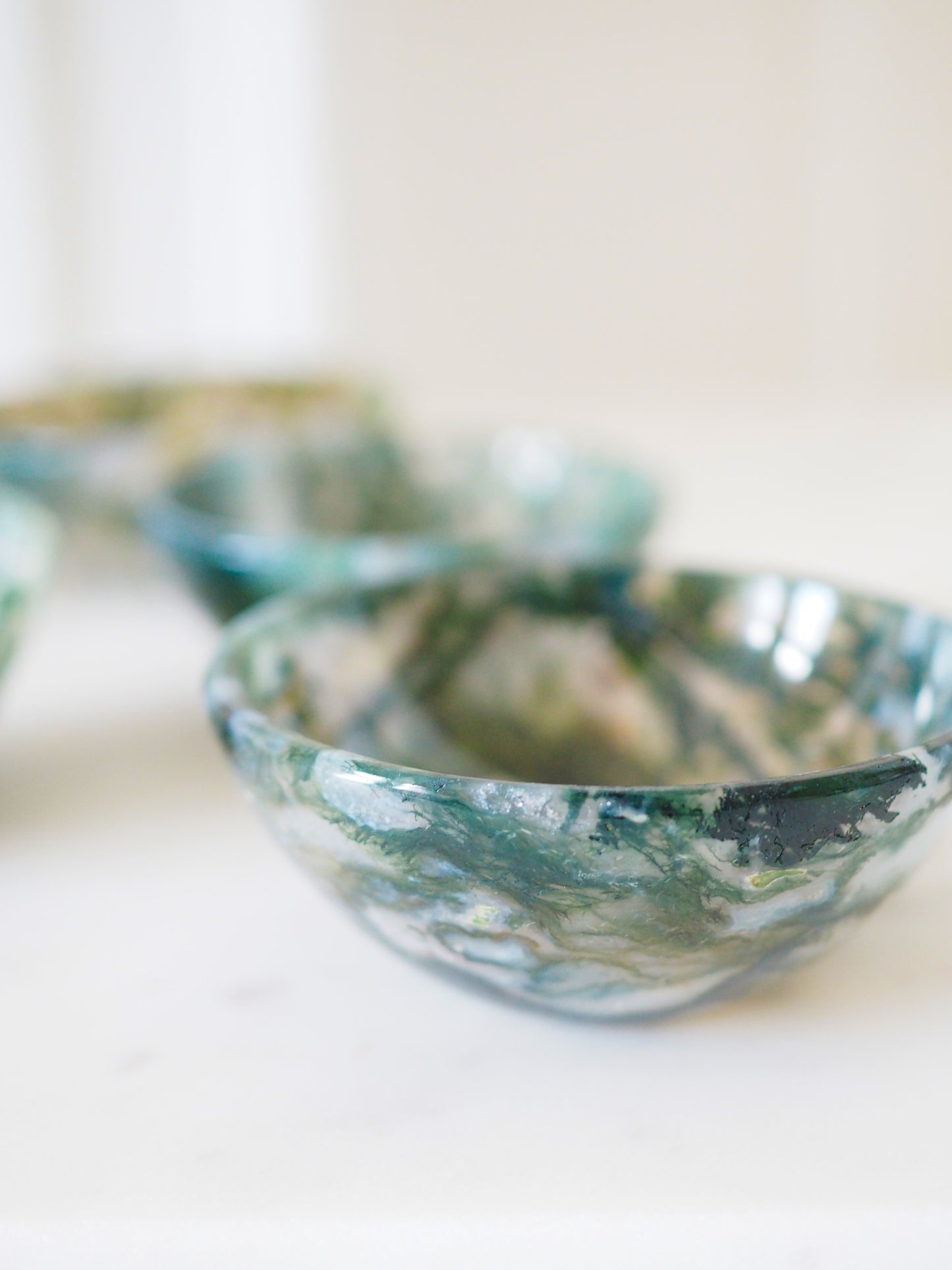 LUCKY BOWL. Moosachat . Edelstein. Kristall Schale Bowl ca. 5.5cm - aus Indien HAND CARVED HIGH QUALITY