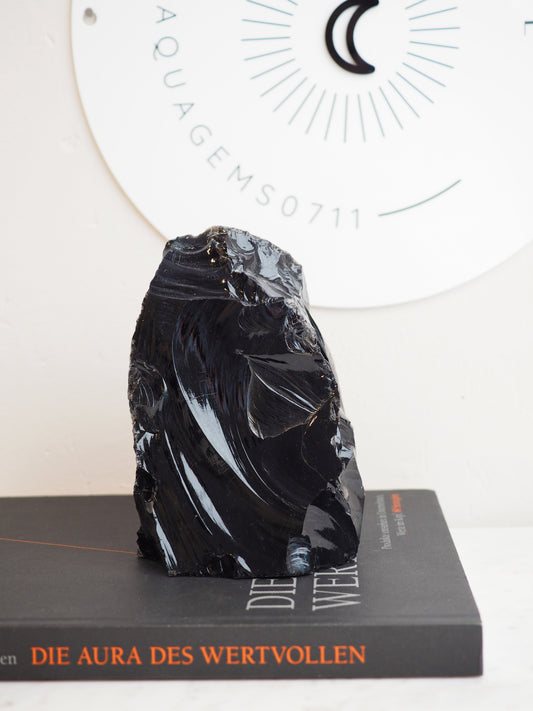 Schwarzer Obsidian [A] ca. 15 cm - aus Brasilien HIGH QUALITY