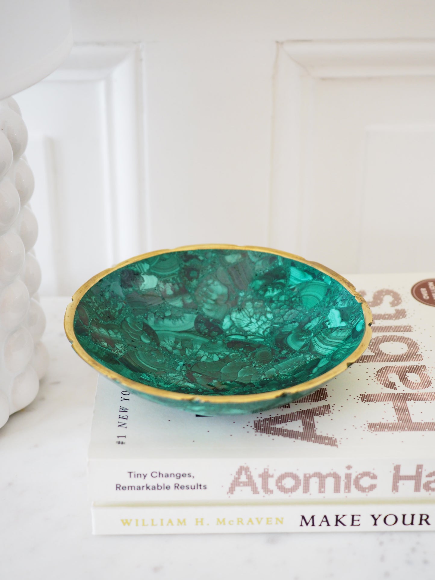 Malachit Edelstein. Kristall Schale Bowl L ca. 13 cm - aus DR Kongo