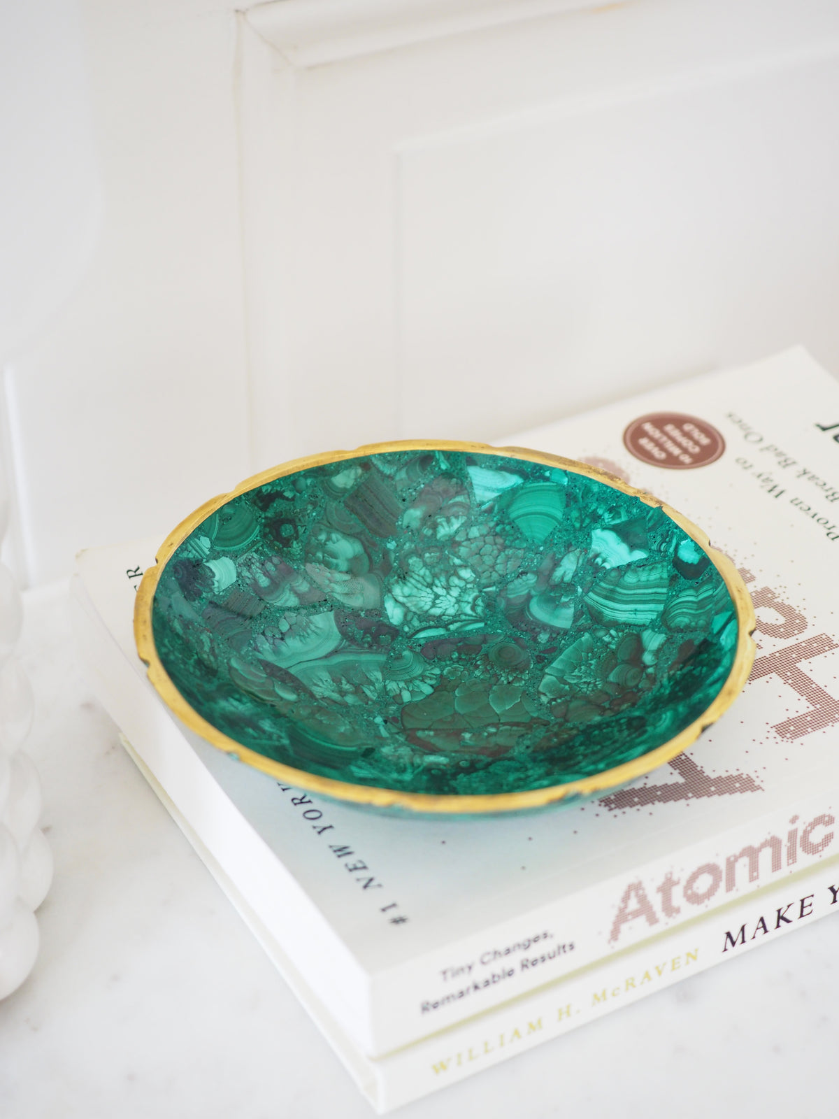 Malachit Edelstein. Kristall Schale Bowl L ca. 13 cm - aus DR Kongo