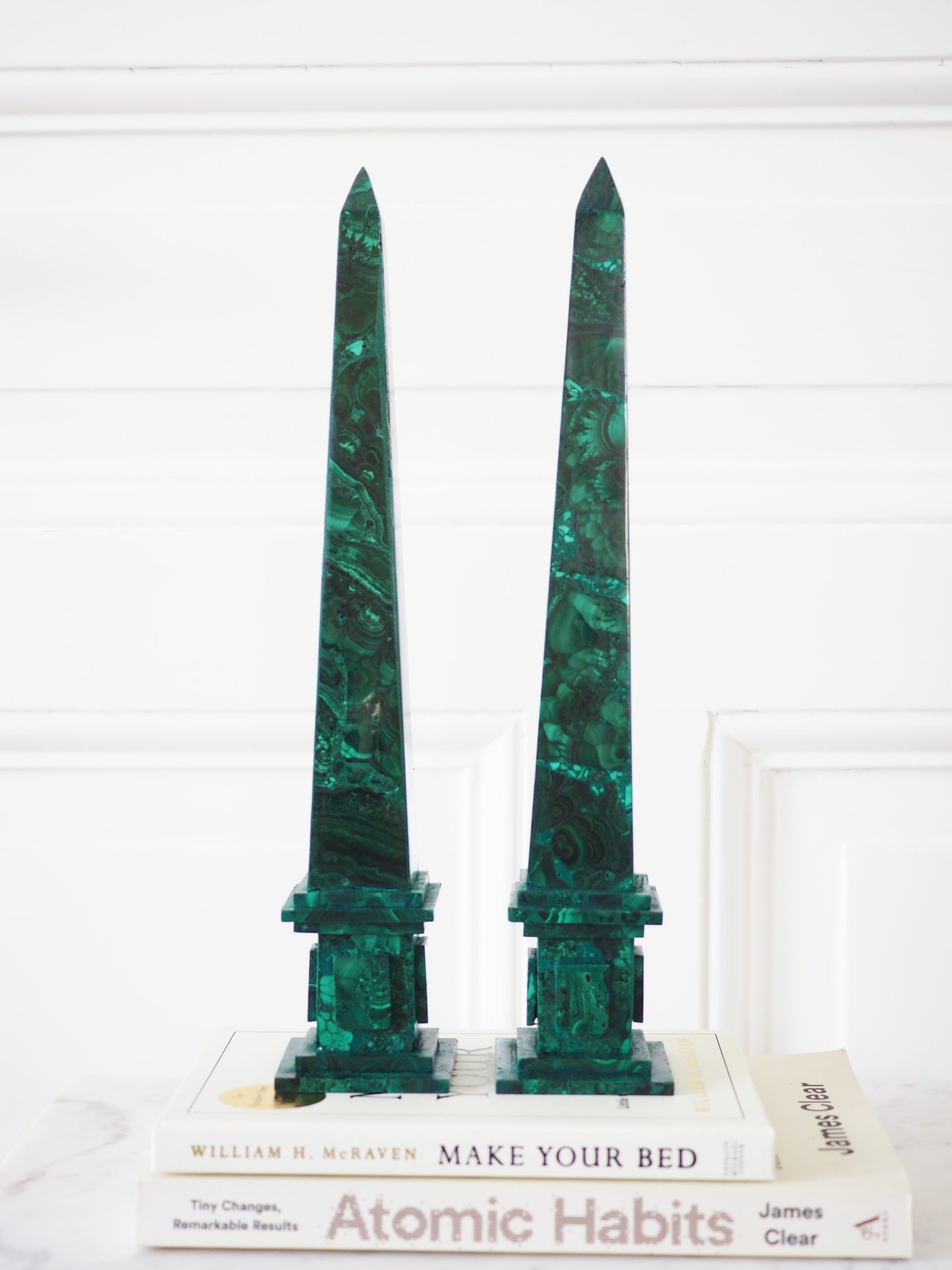 Malachit Obelisk SET ca. 29.5cm - aus DRC Handcarved