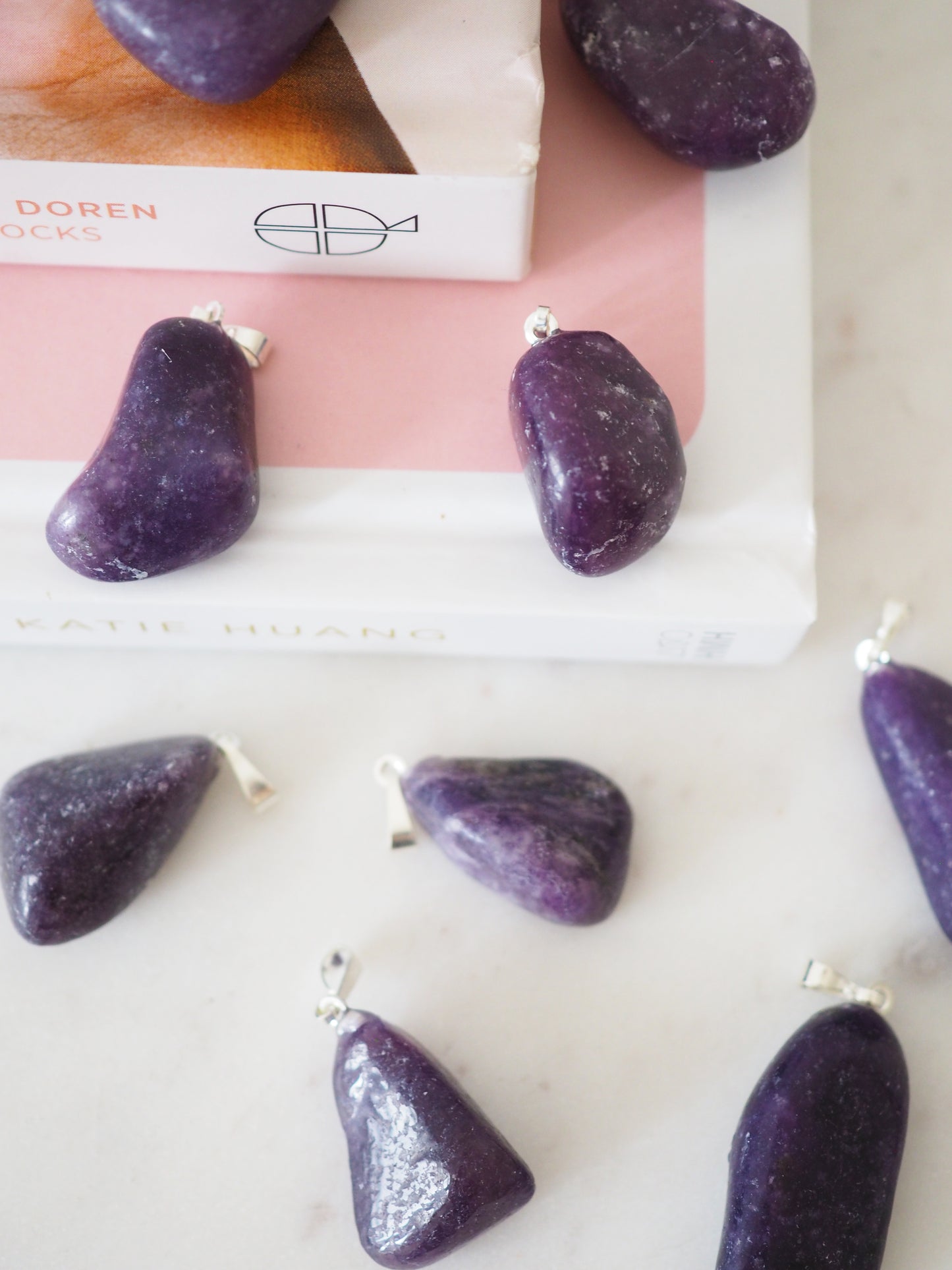 Lepidolit getrommelt Anhänger Galvanisiert ca xxcm - aus xx