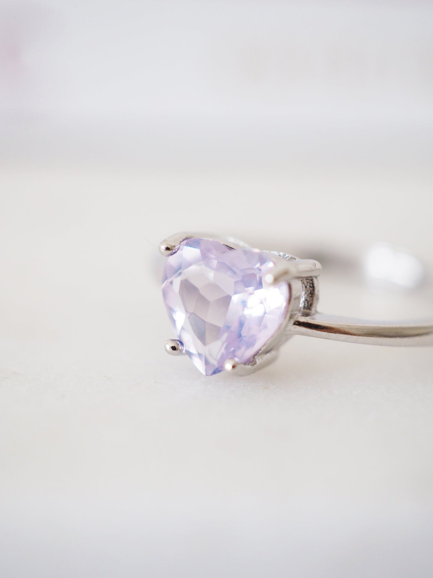 Lavender Moon Quarz Herz Ring 925 Sterlingsilber ca 0.8 cm - aus Brasilen