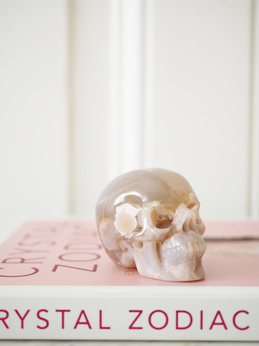 Blumenachat . Sakura Achat. Kirschblüten Chalcedon Totenkopf . Skull ca. 5cm - aus Türkei HAND CARVED HIGH QUALITY