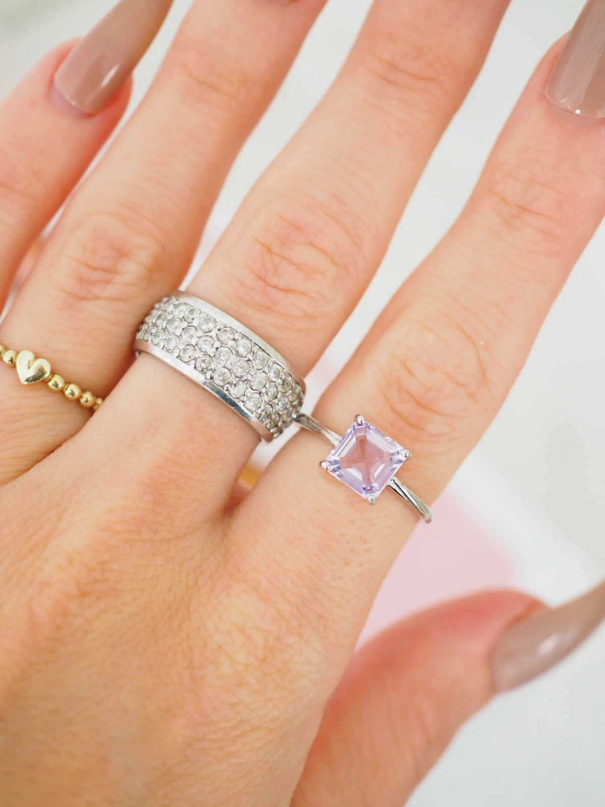 Lavender Moon Quarz Ring 925 Sterlingsilber ca 0.8 cm - aus Brasilien