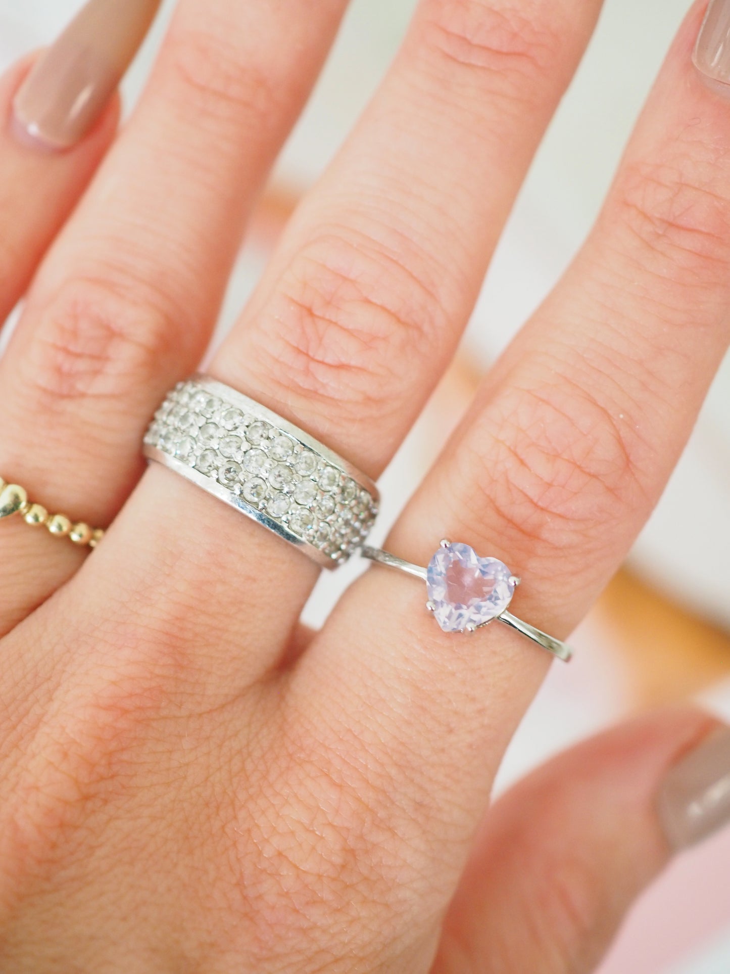 Lavender Moon Quarz Herz Ring 925 Sterlingsilber ca 0.8 cm - aus Brasilen