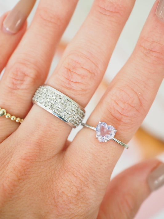 Lavender Moon Quarz Herz Ring 925 Sterlingsilber ca 0.8 cm - aus Brasilen