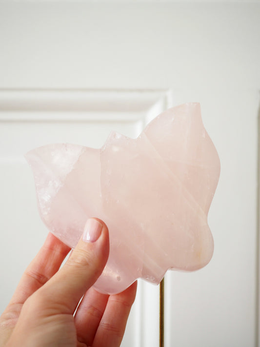 Rosenquarz Schmetterling ca. 10cm - aus Madagascar HAND CARVED