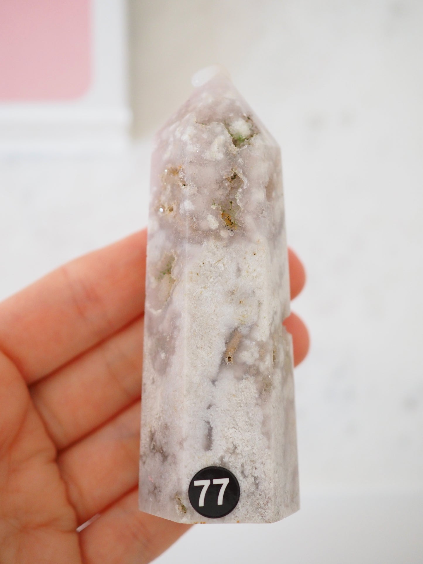 Druzy Blumen Achat / Pink Amethyst Spitze . Flower Agate Point ca 6.5cm (77) - aus Madagascar High Quality