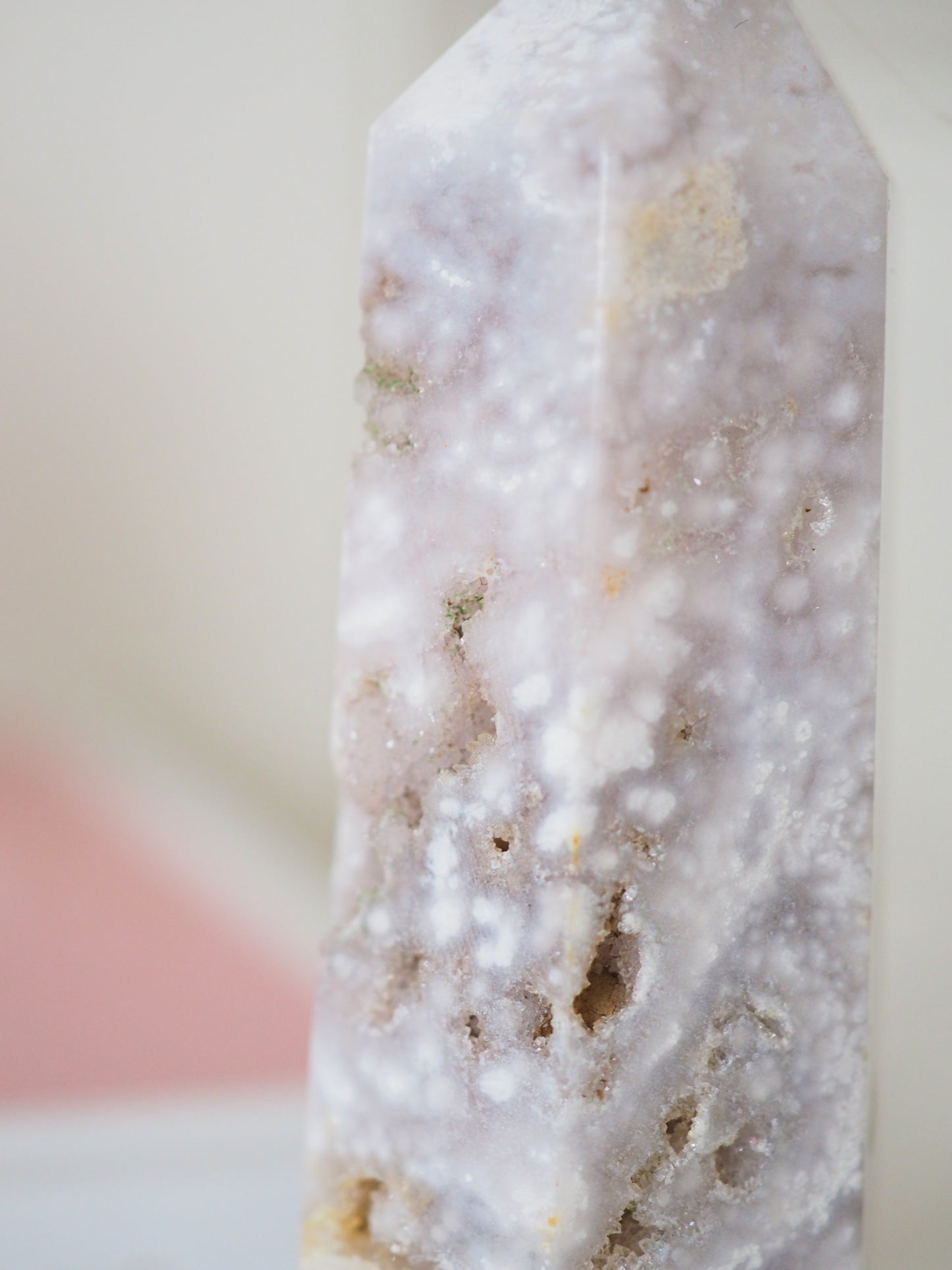 Druzy Blumen Achat / Pink Amethyst Spitze . Flower Agate Point ca. 9.5cm (76) - aus Madagascar High Quality