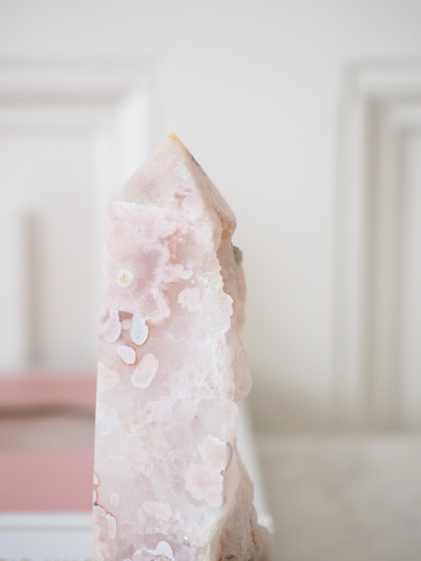 Blumen Achat mit Quarz Spitze . Flower Amethyst ca. 11cm - aus Madagascar HIGH QUALITY