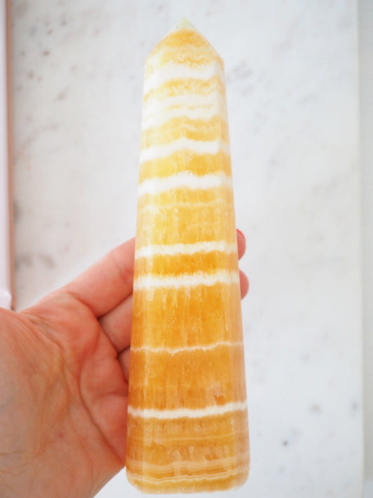 XL Juicy Orangen Calcit Spitze . Orange Calcite Point 17.5 cm (91) - HIGH QUALITY