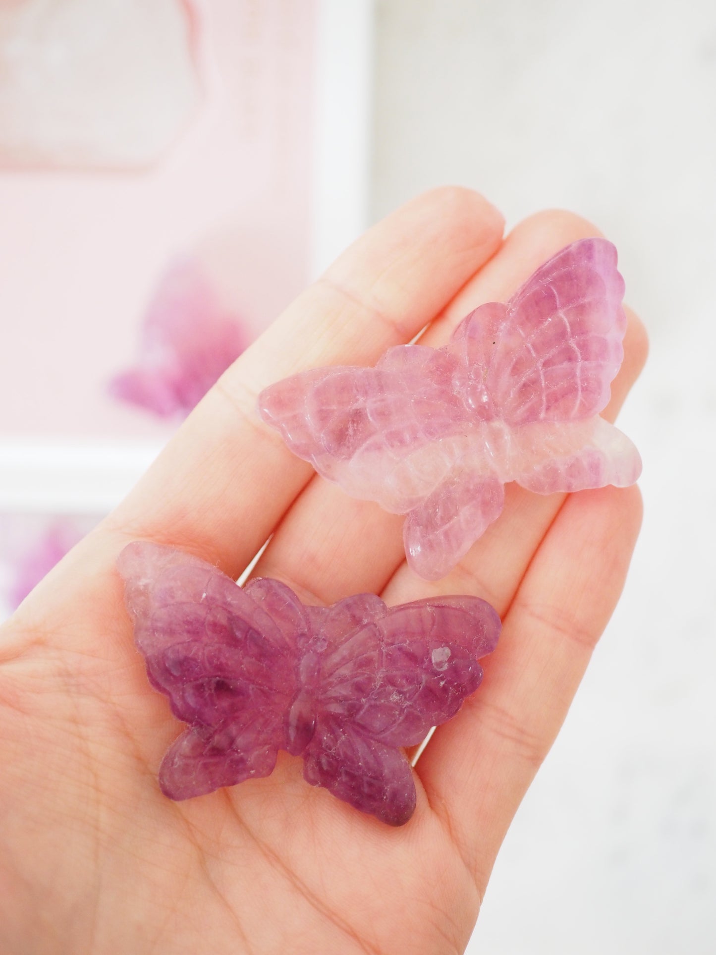 Pink Violett Fluorite Schmetterling ca.4 cm - aus China