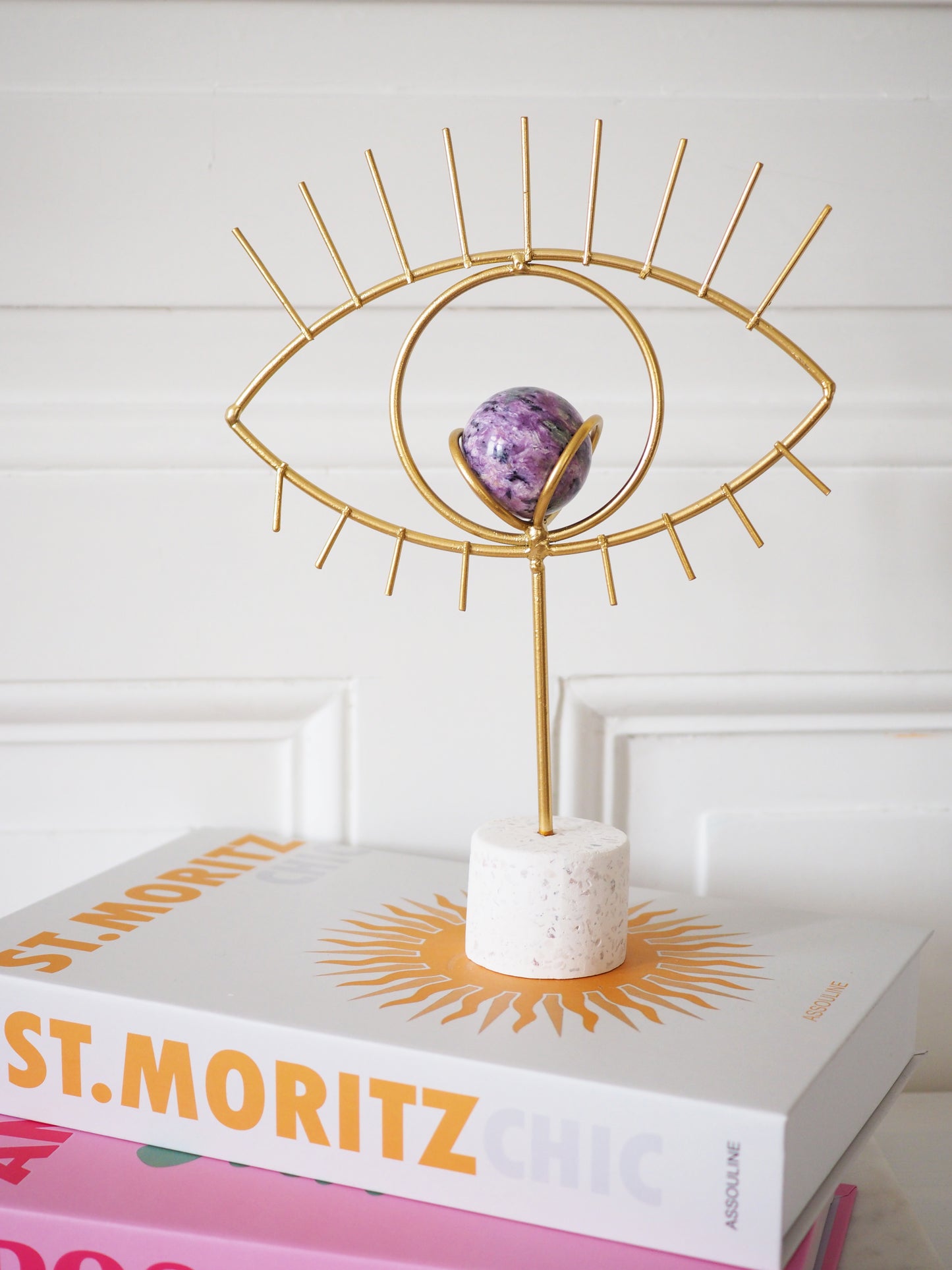 Magisches Auge Kugel Ständer. Halter . Magic Eye Metall Sphere Stand GOLD