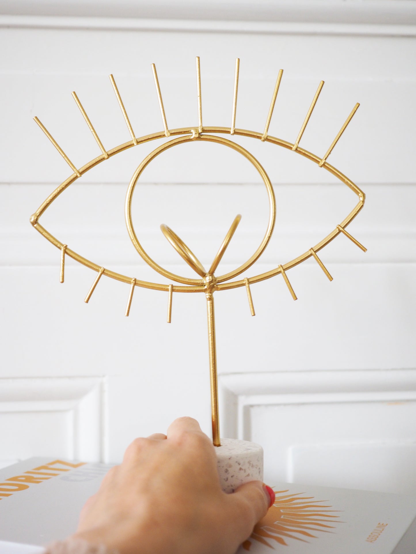 Magisches Auge Kugel Ständer. Halter . Magic Eye Metall Sphere Stand GOLD